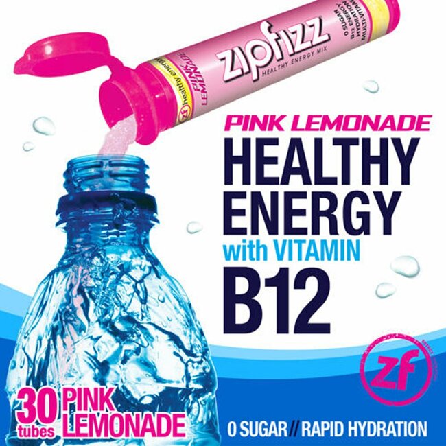 Zipfizz Pink Lemonade Healthy Energy Drink Mix - Transform Your Water Into a Healthy Energy Drink - 30 Pink Lemonade Tubes
